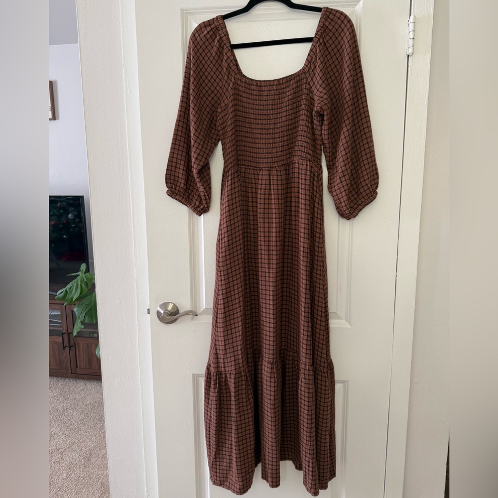Brown Checkered Dress